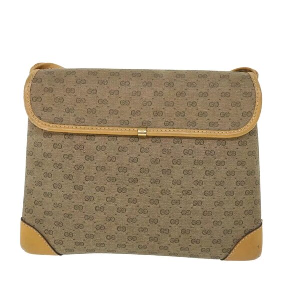 GUCCI Micro GG Canvas Shoulder Bag PVC Leather Beige 007 92 5548 Auth th3994 - Picture 3 of 16
